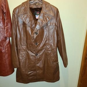 Vintage De Long Glove Cowhide Leather Coat Size 44L Lined W Belt